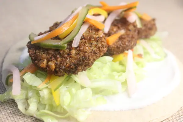 Falafel Roll with Pickle Vegetable& Tahina garlic sauce in pita bread